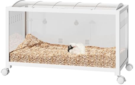 XXL Hamsterkäfig aus Metall und Acrylglas, 360° Panorama Sicht Nagergehege für Hamster, Ratten, Meerschweinchen, Groß 97x47x51 cm mit Belüftung, Kleintierkäfig Transparent - B