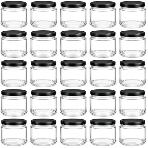 hocz 25x Marmeladengläser 200 ml | mit Deckel Schwarz TO 66 | Einmachgläser mit Schraubdeckel zum befüllen | Sturzgläser für Marmelade Schraubgläser | leere Gläser Set | 25 Stück