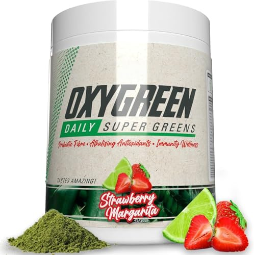 Super Greens Powder – Grünes Saftpulver, mit präbiotischen Ballaststoffen, Unterstützung der Immunität (Stroh)