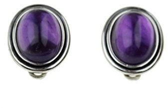 c-c Damen Ohrclips/Amethyst - lila, flieder / 925er Silber Antik/anthrazit