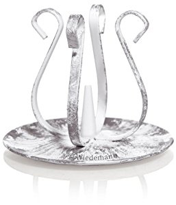 Kerzenhalter Eisen weiß/Silber Höhe 8 cm für Kerzen Ø 3-4 cm, Ideal für Taufkerzen, Kommunionkerzen