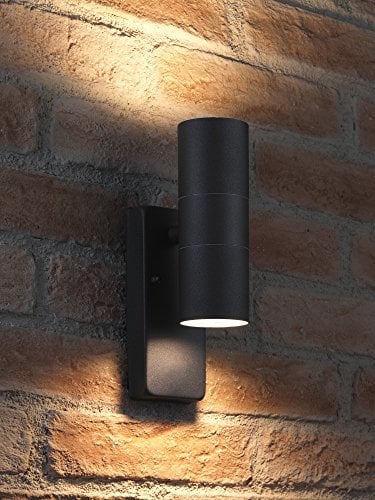 Auraglow Dusk Till Dawn Sensor Black Up & Down Outdoor Wall Security Light - Warm White