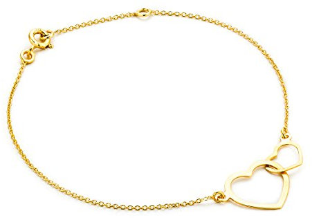 OROVI Armband - Armreif Damen Gelbgold 9 Karat / 375 Gold Kette mit Herz 18 cm Armband in Italien hergestellt