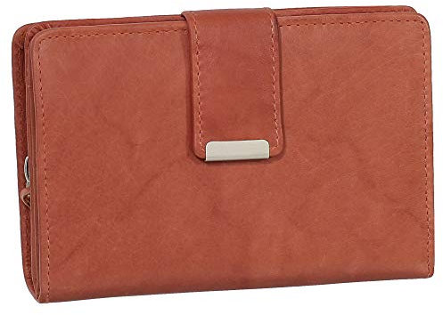Ledershop24 RFID Damen Leder Geldbörse Portemonnaie Geldbeutel - Geschenkset + exklusiven Schlüsselanhänger - Farbe Chianti-Rust