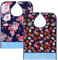 BTSKY Lot de 2 bavoirs imperméables réutilisables pour adulte – Protection lavable pour les repas avec récupérateur de miettes (fleur + lèvre)