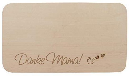 LASERHELD | Brotzeitbrett Holz mit Gravur “Danke Mama !” | 22 x 12 cm | Frühstücksbrettchen Holz Schneidebrett Jausenbrett | Geschenk für Frauen Mama Muttertag