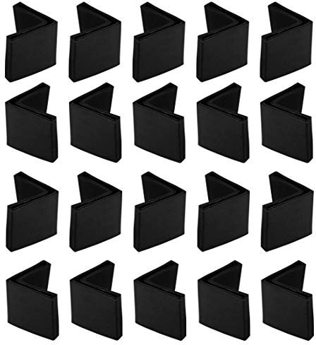 sourcing map 20pcs Casquette Pieds Chaise Angle Fer Forme L Patin Meuble Table Embout Capouchon Cornière Protection 25mmx25mm PVC Noir
