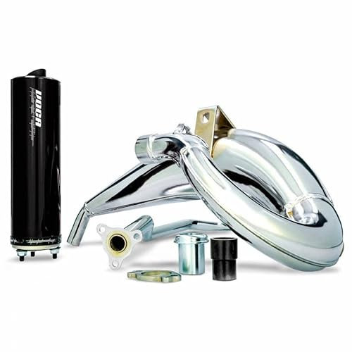 VOCA Pot 50 a Dose Cross Chrome für Derbi 50 Senda, Senda DRD-Aprilia 50 RX, SX(hoher Durchgang – Endschalldämpfer aus Aluminium, schwarz)
