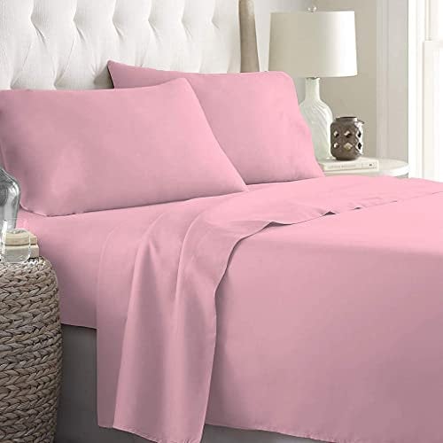 LARA MORADA - Set Completo Lenzuola Letto Singolo, 100% Cotone, Made in Italy, Tinta Unita, Per Letto Singolo 1 Posto Rosa
