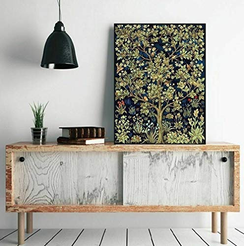 Awesocrafts Malen nach Zahlen Glücklicher Baum, blühender Baum des Lebens Bäume Vögel Blumen 40x50cm DIY Ölgemälde für Erwachsene Kinder (Baum des Lebens, ohne Rahmen)