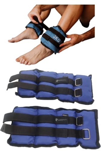 PERPETUAL® Pesas para Pies Ajustables con Velcro (2 unidades) Peso Total del Set: 1KG 2KG 3KG 5KG 6KG 8KG - Tobilleras y Muñequeras con Peso Lastradas - para Hombre y Mujer