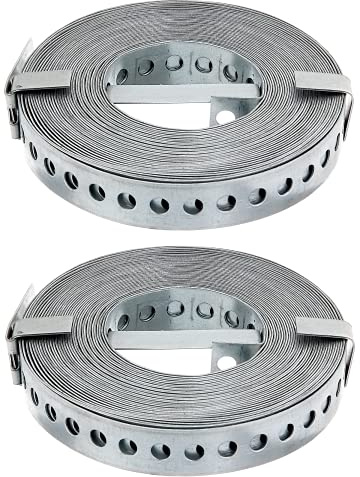 Alberts 335076 Lochband | mit oder ohne Abrollkasette | sendzimirverzinkt | Breite 20 mm | Länge 10 m | 2er Set
