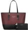 Jocose Moose Damen Handtasche Elegant PU Leder Damen Schultertasche Große Kapazität Laptop Trage Tasche Kontrastnähte Design Handtasche mit einer Damen Geldbörse(Schwarze und Lila Nähte)