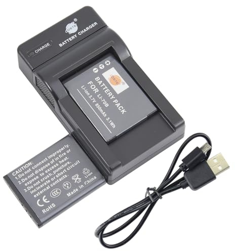 DSTE（2 Pack） Ersatz Batterie LI-70B + DC103E Reise Ladegerät kompatibel mit Olympus D-700 D-705 D-710 D-715 D-745 FE-4020 FE-4040 FE-5040 VG-110 VG-120 VG-130 VG-140 VG-145 Kamera