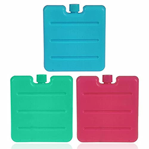 LORD C Ice Packs Cool Box Brick Thermos Freeze Boards Blocks for Travel Picnic Lunch and Car Reusable Cooler Boxes Mini Freezer Pads Assorted Colors Set of 3 in 1 Pack, Blue,green,red