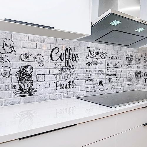 Rodnik Küchenrückwand robuste ABS-Kunststoff Platte Monolith in Deluxe Qualität, Direktdruck. MOTIVAUSWAHL (Coffee Menu, 60x400 cm)