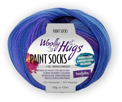 Woolly Hugs Paint Socks 100g 209 - royal/türkis
