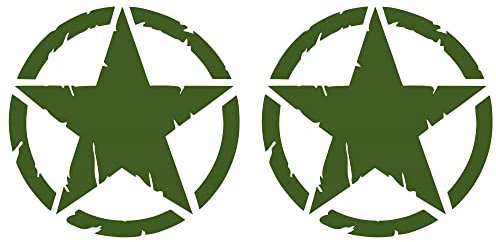 Destroyed Military Star Aufkleber US Army – Shapes Kit Pack – 2 Stück – 4x4 Offroad Auto Motorrad – verschiedene Größen 5 10 15 20 25 30 cm – Made in Italy (10 cm, Militärgrün)