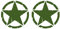 Adesivo Stella Militare Distrutto US Army - Confezione Kit Forme - 2 Pezzi - 4x4 Off Road Auto Moto - Varie Dimensioni 5 10 15 20 25 30 cm - Made in Italy (10 Cm, Verde Militare)