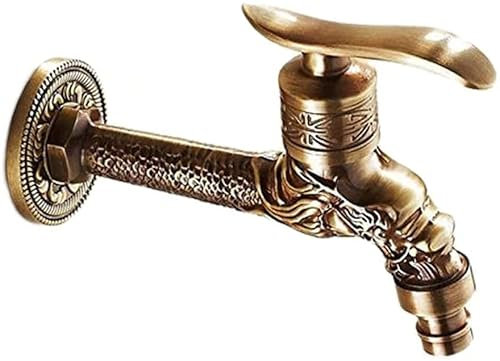 Wasserhahn Messing antike Montage 1/2 Zoll Wandmontage für Waschmaschine Küche Garten dekorativ (Einweg 2)