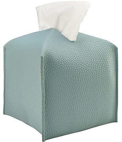 Ulife Mall Porta Fazzoletti, Scatola per Fazzoletti in Pelle PU Quadrata Scatola Porta Salviette in Design Moderno Portafazzoletti in Stile Semplice Ideale per Bagno Salotto Hotel (Blu Cielo)
