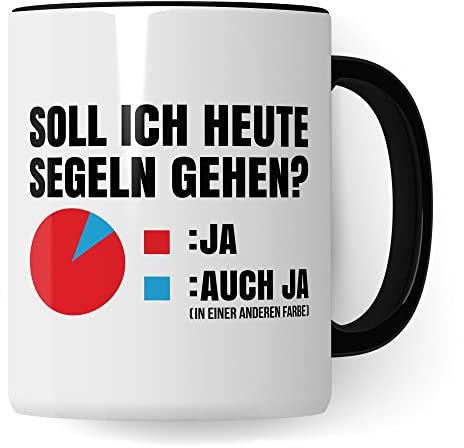 Segel Tasse Geschenkidee Segelboot Kaffeetasse Humor Witz Geschenk für Kapitän Kaffeebecher Segler Becher (Weiß & Schwarz)