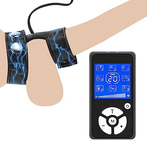 Jinqian Elektro Shock Einstellbar Dual Penisring Hodenring Set Elektrische Stimulator Cockringe Dick Leder Penis Ring Hodensack Ringe Bondage E-Stim Reizstrom Geräte SM Erotik Sex Spielzeug für Männer