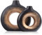 Schwarz-goldene Keramikvase, 2er-Set – runde, Hohle Donut-Vase, perfekt für Heimdekoration, Wohnzimmer – Boho-Stil, minimalistisches und modernes Dekor – wasserfeste, Matte Oberfläche