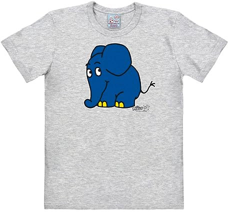 Logoshirt® TV I Die Sendung mit der Maus I Elefant I T-Shirt Print I Damen & Herren I kurzärmlig I grau-meliert I Lizenziertes Originaldesign I Größe XXL