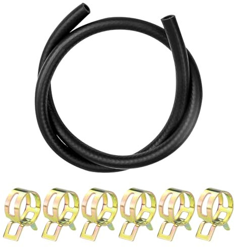 Tuyau D'essence Kit, 1 Mètre Ø 8mm Conduite de Carburant avec 6 Pièces Colliers de Serrage Tuyau de Carburant Durite Essence pour Moteur Voiture Moto Tracteur Petits Moteurs