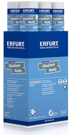 Erfurt Vliesfaser Ready 300 Weiß bedruckte Vliestapete mit Struktur überstreichbare Wandtapete 6 Rollen 10.05 x 0.53m