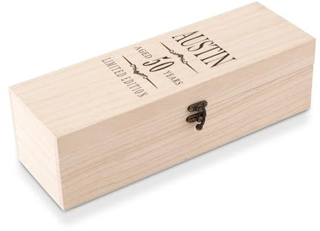 ukgiftstoreonline Personalised Wooden Wine or Champagne Box Birthday Gift For Him 18th, 21st, 30th, 40th, 50th 60th, 70th