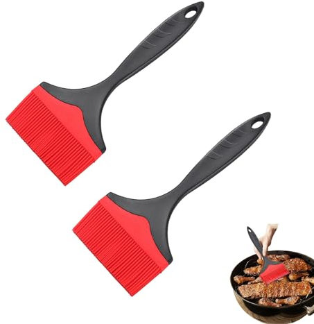 ChAusa 2 Piezas Cepillo de Silicona Extra Grande para Repostería, 10cm Ancho Pincel Cocina, Resistente al Calor Brocha Reposteria, para Cocinar, Asar (Rojo)
