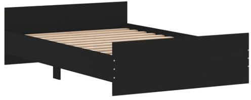 vidaXL Bettgestell, Bettrahmen mit Lattenrost, Bett Gästebett mit Kopfteil Fußteil, Doppelbett Schlafzimmerbett Schlafzimmermöbelt, Schwarz 120x200cm