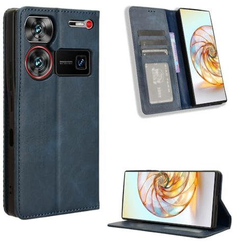COMAKU Étui à Rabat et Folio pour ZTE Nubia Z60 Ultra de Bleu