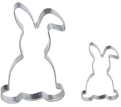 LIANRISES Pack of 2 Easter Cookie Cutters Easter Bunny Gingerbread Man Cutters Easter Moulds Bunny Cookie Cutter for DIY Baking Stainless Steel