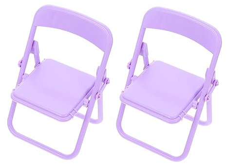 SAFIGLE 2St Puppenstubenstuhl Mikrospielzeug Mini-Hausverzierung Modelle Spielzeuge Puppenstuhl Mini-Hausdekoration Falten Dekorationen Sessel Requisiten Ob11 kleine Möbel Plastik Violett
