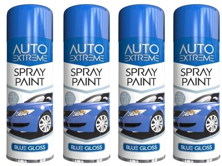PEBBLE HUG All Purpose Spray Paint, Blue Gloss Aerosol Paint, Ideal and Perfect Finish for Cars, Bikes, Vans, Metal and Wood, Quick Drying, 250ml (4 Pcs)