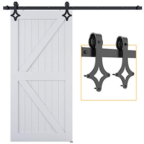SKYSEN Rail Porte Coulissante 200cm Design Rhombique Noir de porte coulissante systeme porte coulissante avec guidage au sol pour portes intérieures, chambres, porte de cave, porte en bois
