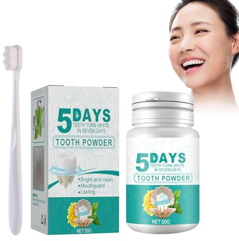 Tooth Powder Zahnreinigungspulver, Zahnpulver zum Bleichen der Zähne mit Zahnbürste, Pulver zur Mundpflege, Fleckenentferner und Polierer für strahlend weiße Zähne