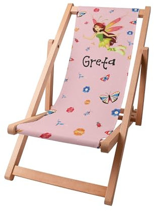DreamRoots Liegestuhl Kinder Outdoor Personalisiert, Faltbarer Kinderliegestuhl bis 30kg, Waschbarer Bezug aus 100% Polyester, Ideal für Garten, Camping und Strand