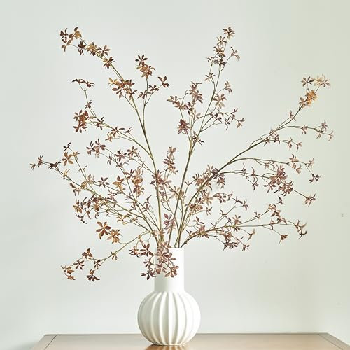 Avoeco Künstliche grüne Stängel, 119,9 cm hoch, künstliche Zweige aus künstlichem Enkianthus Perulatus, für Zuhause, Garten, Büro, Hochzeit, Vasenfüller, Ladendekoration (Rotbraun)