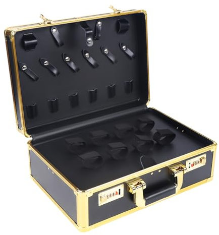 Barber Stylist Salon Valigia per il trasporto moderno e portatile parrucchiere stilista con valigetta, ideale per riporre trimmer, pettini, spazzole e altri strumenti per lo styling, gold, moderno
