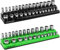Magnetic Socket Organizer Set, 2-Piece 3/8 SAE & Metric Socket Holder, Drive Socket Trays, Storage Tool Box, Holding 56 Slots, Soft Rubber Covering Black Green Tools (Sockets not Included)