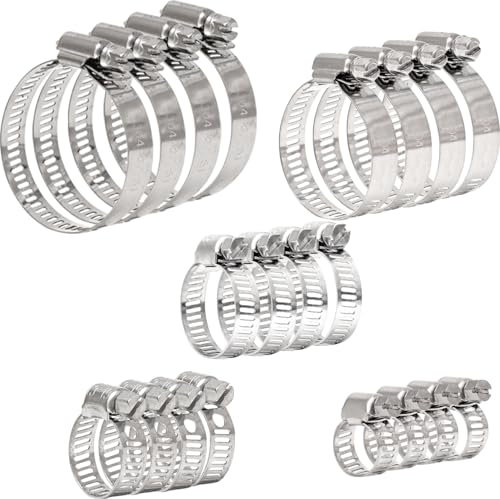 20 Pezzi Fascette Stringitubo 6-51mm,Fascetta Stringitubo Regolabile ,Fascette Acciaio Inox 304, Stringitubo per Tubi del Gas e Dell'Acqua, Tubi Della Benzina