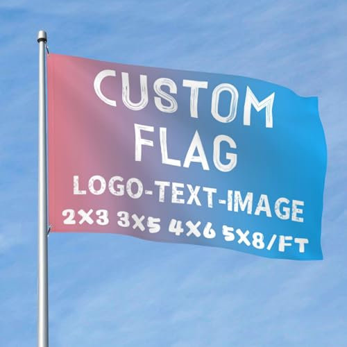 PRFELMG Drapeau Personnalisé 2x3 Ft - Conception de drapeau avec votre texte, logo, ou photo - Bannière personnalisé pour jardin, chambre, festival, fête, signalisation - Simple face.