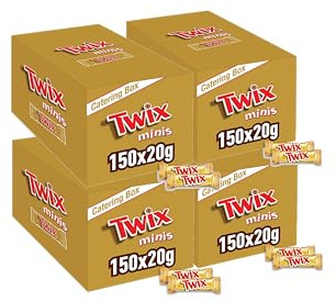 Twix Minis, Schokoriegel, Karamell & Keks, Milchschokolade, Großpackung Schokolade, 4 x 150 x 20g, 12kg