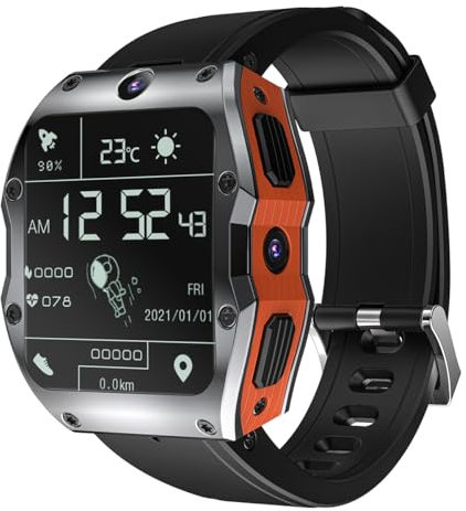 Rogbid Mode X 4G LTE Smart Watch Telefon für Männer Kann anrufen und Text zurück Dual 8MP Kameras All Ceramic Android 10.0 Smartwatch mit SIM-Karte WiFi GPS Music Player Herzfrequenz (128, GB)