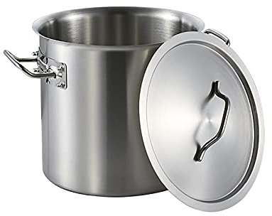 GUHPZA Pentola in Acciaio Inox con Coperchio, pentola Compatibile con Tutti i Tipi di fornelli, pentola in Acciaio Inox per preparare la Birra in casa, 25 * 25 cm (12 l)
