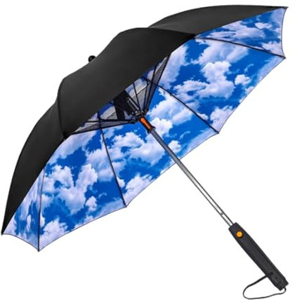 Limtula Parapluies rafraîchissants innovants avec ventilateur et brumisateur pour sports de plein air et pique-niques, Ciel bleu et blanc C